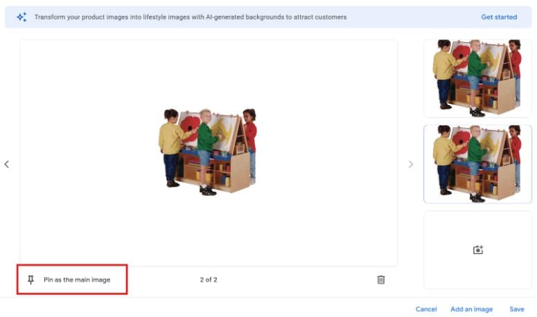 How to pin an image for Google Merchant 